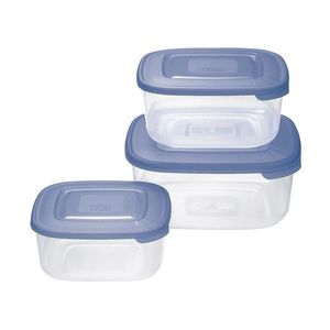 Set de recipiente de plastic Tontarelli pentrualimente 3 buc, pătrat, albastru imagine