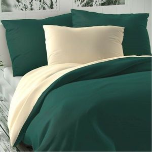 Lenjerie de pat din satin Kvalitex LuxuryCollection, verde/crem 140 x 200 cm, 70 x 90 cm imagine