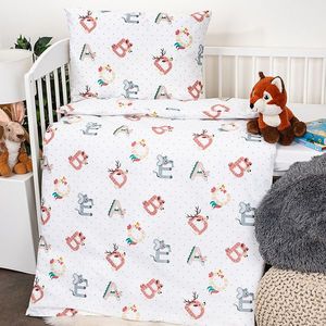 Lenjerie pat pentru copii din bumbac Renforce Alfabet, 90 x 140 cm, 45 x 65 cm imagine