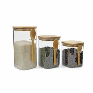 Set de recipiente Maxxo din sticlă Bamboo culingură, 3 buc. imagine