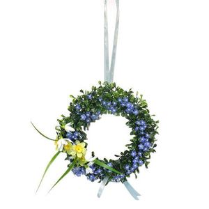 Coroniță artificială cu flori Nu mă uita, diametru 25 cm, imagine