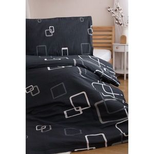 Lenjerie de pat creponată Jerry Fabrics cuburi negru-alb, 140 x 200 cm, 70 x 90 cm imagine