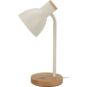 Lampă de masă din metal cu bază din lemn Solanoalb, 14 x 36 cm imagine
