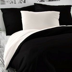 Lenjerie de pat satin Luxury Collection negru /alb , 240 x 220 cm, 2 buc 70 x 90 cm imagine