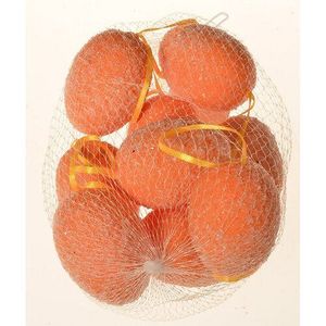 Ouă artificiale suspendate portocalii, set 9 buc, în. 6 cm, în plasă imagine