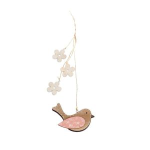 Pasăre suspendată din lemn cu flori, 11 x 36 x 36 x 1, 1 cm imagine