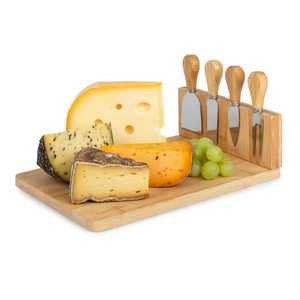 Klarstein Platou pentru brânzeturi, cu cuțite, bloc magnetic pentru cuțite, platou pentru servit, bambus imagine