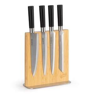 Klarstein Suport pentru cuțite, drept, magnetic, pentru 8-12 cuțite, bambus, oțel inoxidabil imagine
