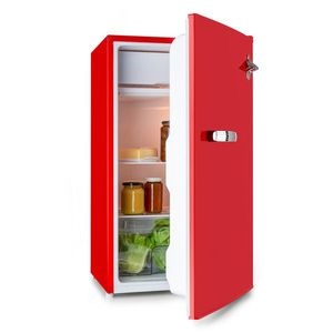 Klarstein Beercracker 91L, frigider, clasa energetică A+, compartiment de congelare, deschizător de sticle, roșu imagine