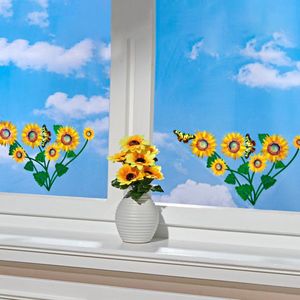 Tablou în 2 părți pentru fereastră "Floarea-soarelui și fluturi" imagine