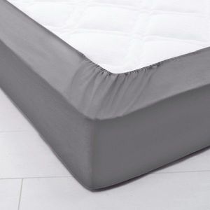 Cearșaf de pat elastic monocolor cu adâncimea colțului de 32 cm, din bumbac imagine