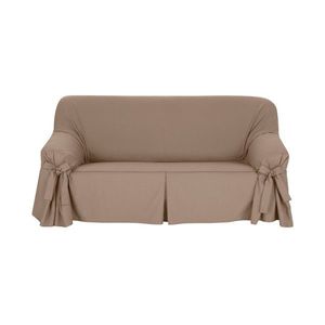 Husă din bumbac de culoare solidă cu legătură pentru canapea și fotoliu, pânză bachette imagine
