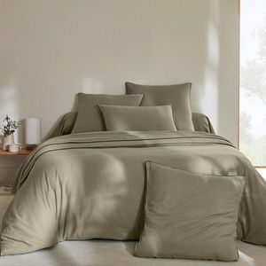 Lenjerie de pat din flanelă cu dungi contrastante din colecția "Intemporelle". imagine