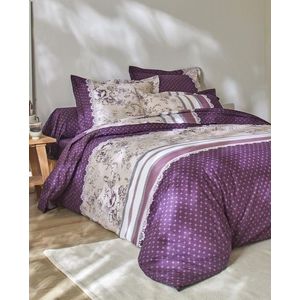 Lenjerie de pat Gabrielle din flanelă cu imprimeu floral și dantelă imagine