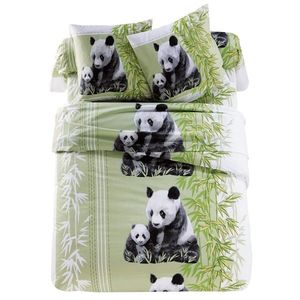 Lenjerie de pat Panda cu imprimeu, policotonă imagine