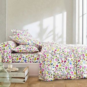 Lenjerie de pat Watercolour cu imprimeu floral, bumbac, Colombine imagine