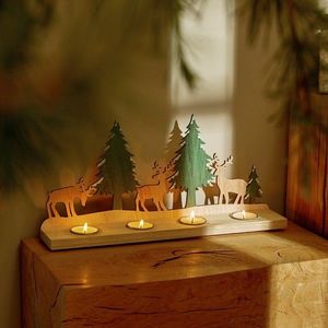 Suport de lumânare cu lumânare cu lumânare cu motiv de ren și copac imagine