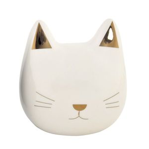 Pusculita Fancy Kitty din ceramica alb 11x9x11.5 cm imagine