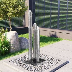 vidaXL Fântână de grădină, argintiu, 48x34x123 cm, oțel inoxidabil imagine
