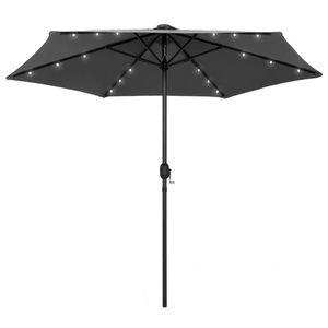vidaXL Umbrelă de soare cu LED și stâlp aluminiu, antracit, 270 cm imagine