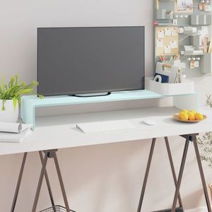 vidaXL Stativ TV/Suport monitor, sticlă, verde, 100 x 30 x 13 cm imagine