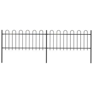 vidaXL Gard de grădină cu vârf curbat, negru, 3, 4 m, oțel imagine