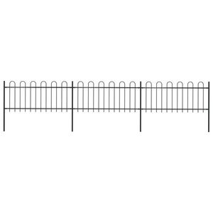vidaXL Gard de grădină cu vârf curbat, negru, 5, 1 m, oțel imagine