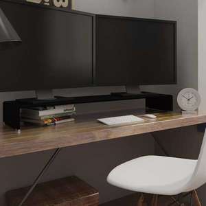 vidaXL Stand TV/Suport monitor sticlă, 120x30x13 cm, negru imagine