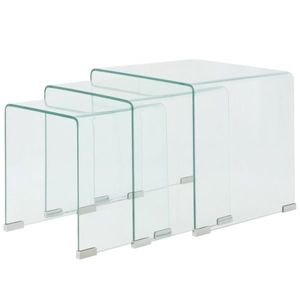 vidaXL Set mese suprapuse, sticlă călită transparentă, trei piese imagine