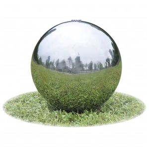 vidaXL Fântână sferică de grădină cu LED-uri, 20 cm, oțel inoxidabil imagine