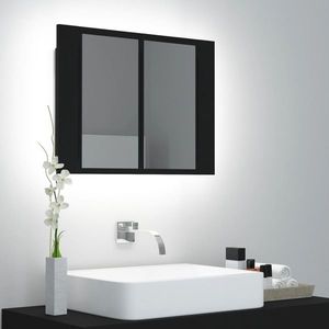 vidaXL Dulap de baie cu oglindă și LED, negru, 60x12x45 cm acril imagine