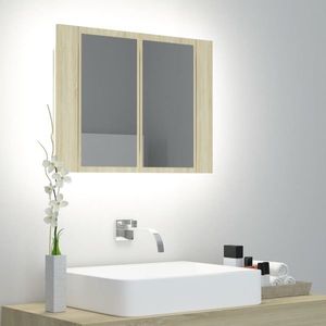 vidaXL Dulap de baie cu oglindă și LED, stejar sonoma, 60x12x45 acril imagine