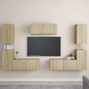vidaXL Set de dulapuri TV, 7 piese, stejar sonoma, lemn prelucrat imagine