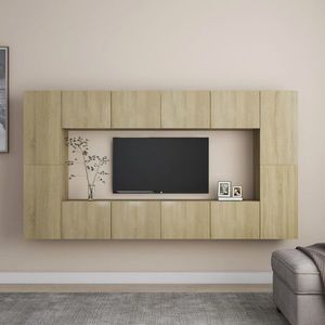 vidaXL Set de dulapuri TV, 8 piese, stejar sonoma, lemn prelucrat imagine