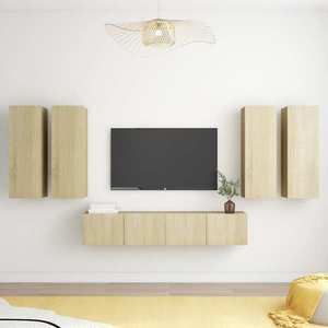 vidaXL Set de dulapuri TV, 6 piese, stejar sonoma, lemn prelucrat imagine