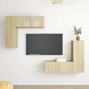 vidaXL Set de dulapuri TV, 4 piese, stejar sonoma, lemn prelucrat imagine