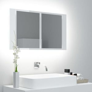 vidaXL Dulap de baie cu oglindă și LED, alb extralucios 80x12x45 acril imagine