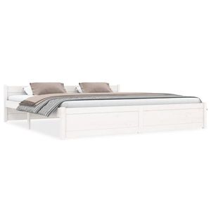 vidaXL Cadru de pat Super King 6FT, alb, 180x200 cm, lemn masiv de pin imagine