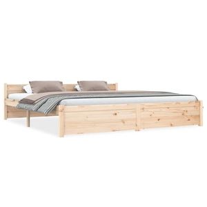 vidaXL Cadru pat cu tăblie Super King, 180x200 cm, lemn masiv pin imagine