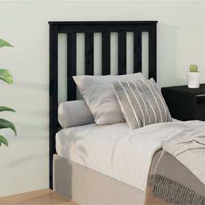 vidaXL Tăblie de pat, negru, 81x6x101 cm, lemn masiv de imagine