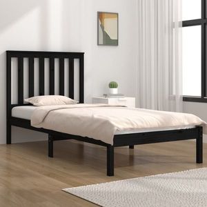 vidaXL Cadru de pat mic single, negru, 75x190 cm, lemn masiv de pin imagine