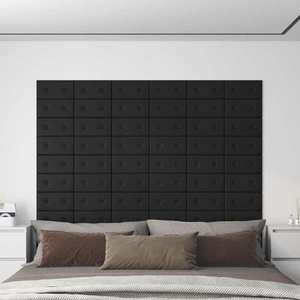 vidaXL Panouri perete 12 buc. negru 30x15 cm piele ecologică 0, 54 m² imagine
