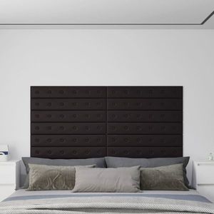 vidaXL Panouri perete 12 buc. negru, 90x15 cm piele ecologică 1, 62 m² imagine