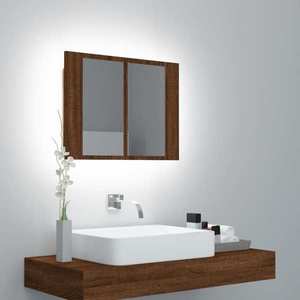 vidaXL Dulap cu oglindă & LED stejar maro 60x12x45 cm lemn compozit imagine