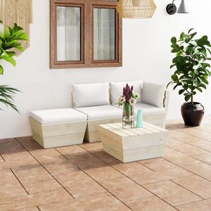 vidaXL Set mobilier grădină din paleți, cu perne, 4 piese, lemn molid imagine