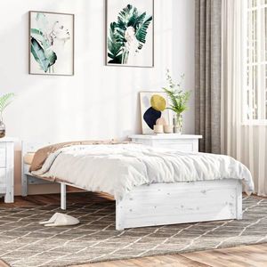 vidaXL Cadru de pat, alb, 100x200 cm, lemn masiv imagine