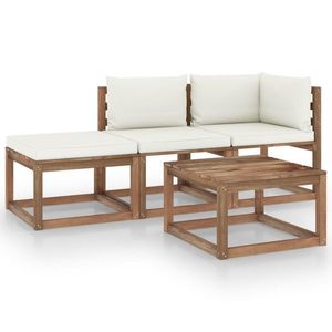 vidaXL Set mobilier de grădină cu perne, 4 piese, lemn de pin tratat imagine