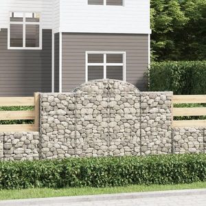 vidaXL Coșuri gabion arcuite 18 buc, 200x30x120/140cm, fier galvanizat imagine