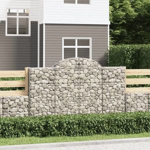 vidaXL Coșuri gabion arcuite 15 buc, 200x30x120/140cm, fier galvanizat imagine