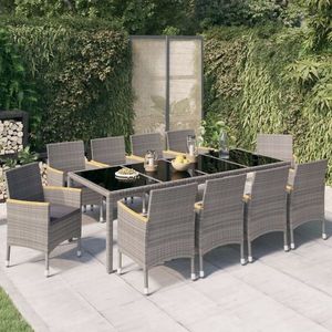 vidaXL Set mobilier de grădină cu perne gri, 11 piese, oțel imagine